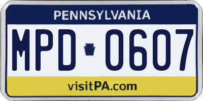 PA license plate MPD0607