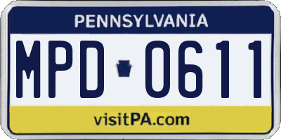PA license plate MPD0611