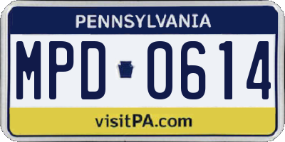 PA license plate MPD0614
