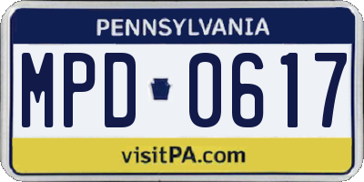 PA license plate MPD0617