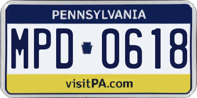 PA license plate MPD0618