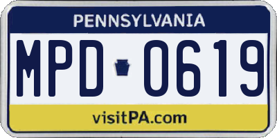 PA license plate MPD0619