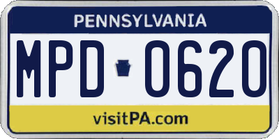 PA license plate MPD0620