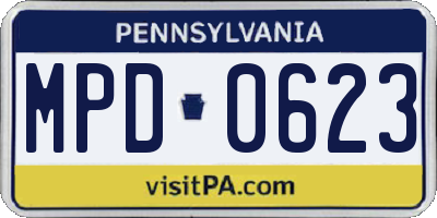 PA license plate MPD0623
