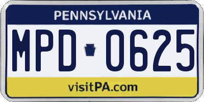 PA license plate MPD0625