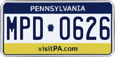 PA license plate MPD0626