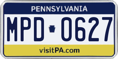 PA license plate MPD0627