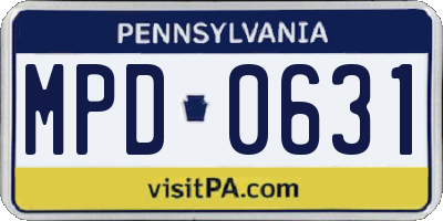 PA license plate MPD0631