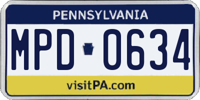 PA license plate MPD0634