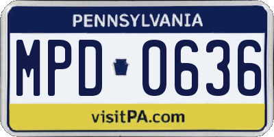 PA license plate MPD0636