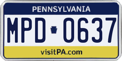 PA license plate MPD0637