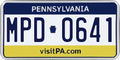 PA license plate MPD0641