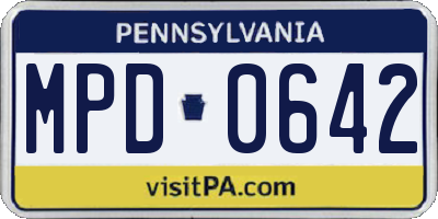 PA license plate MPD0642