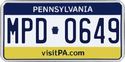 PA license plate MPD0649