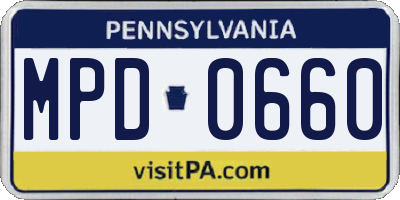 PA license plate MPD0660