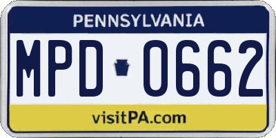 PA license plate MPD0662