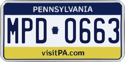 PA license plate MPD0663