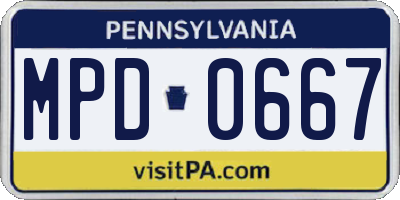 PA license plate MPD0667