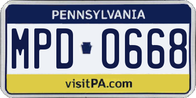 PA license plate MPD0668