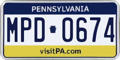 PA license plate MPD0674