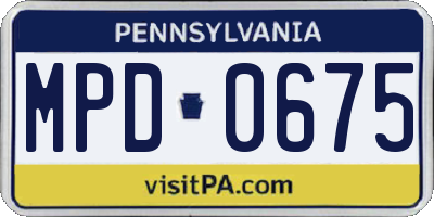 PA license plate MPD0675