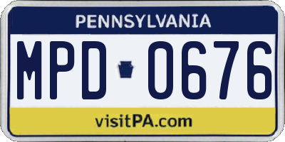 PA license plate MPD0676