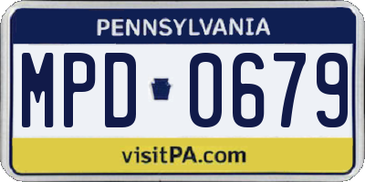 PA license plate MPD0679