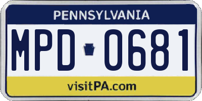 PA license plate MPD0681