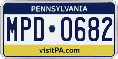 PA license plate MPD0682
