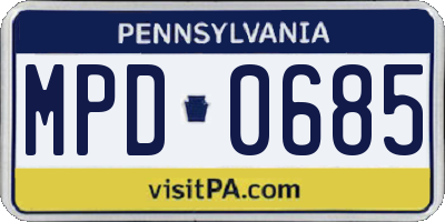 PA license plate MPD0685