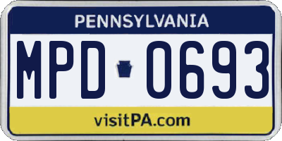 PA license plate MPD0693
