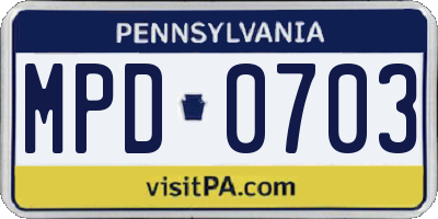 PA license plate MPD0703