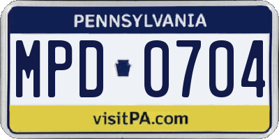 PA license plate MPD0704