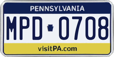 PA license plate MPD0708