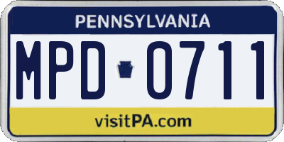 PA license plate MPD0711
