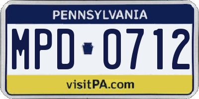PA license plate MPD0712