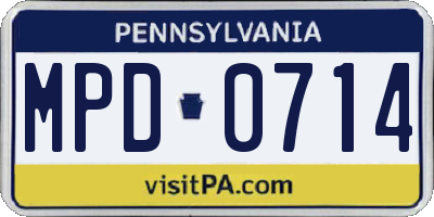 PA license plate MPD0714