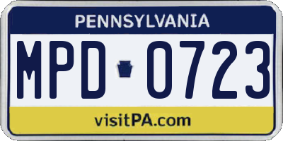PA license plate MPD0723