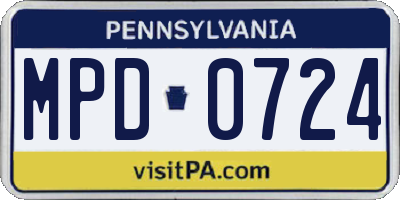 PA license plate MPD0724