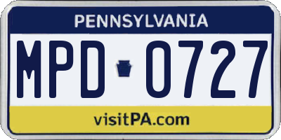 PA license plate MPD0727