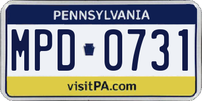 PA license plate MPD0731