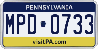 PA license plate MPD0733