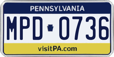 PA license plate MPD0736