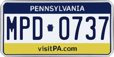 PA license plate MPD0737