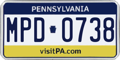 PA license plate MPD0738