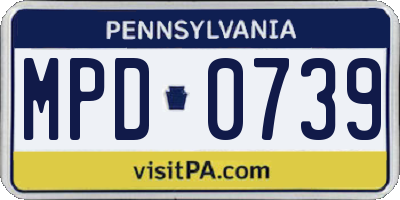 PA license plate MPD0739