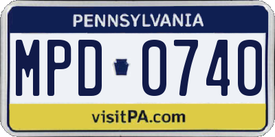PA license plate MPD0740