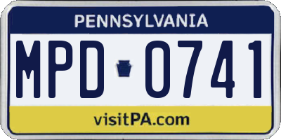 PA license plate MPD0741