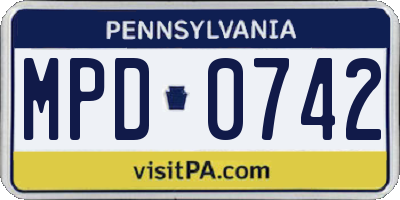 PA license plate MPD0742