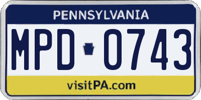 PA license plate MPD0743